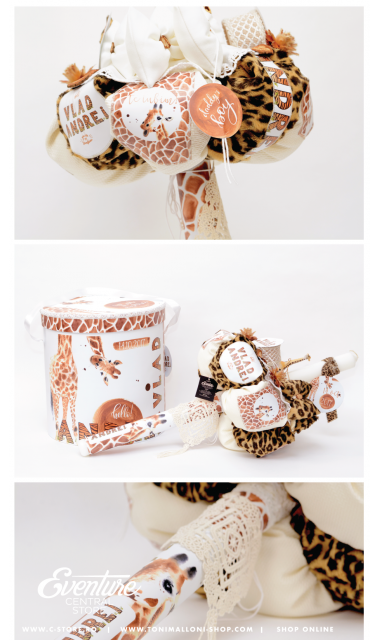 Lumanare de botez unisex cu micuta girafa, 65x4 cm, Girafa  2